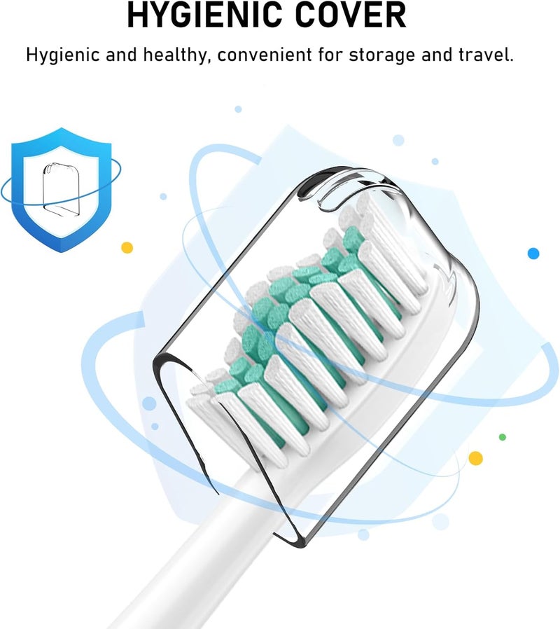 ELFIN Toothbrush Heads Compatible with Philips Sonicare Electric Toothbrush Click-on Handles, 8 Pack, Dupont Bristles with Protective Cover - Image 3